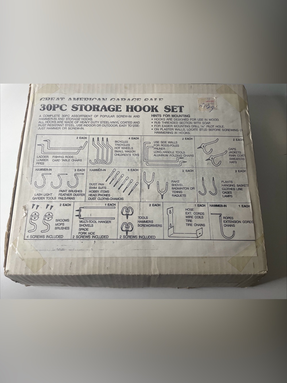 30PC Storage Hook Set - Multipurpose Home Organization - White